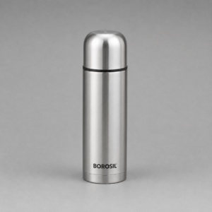 Borosil Hydra Thermo 1000 Black Vacuum Insulated Steel Flask 1 L | Double Wall Stainless Steel Thermos Bottle with Carrying Bag
