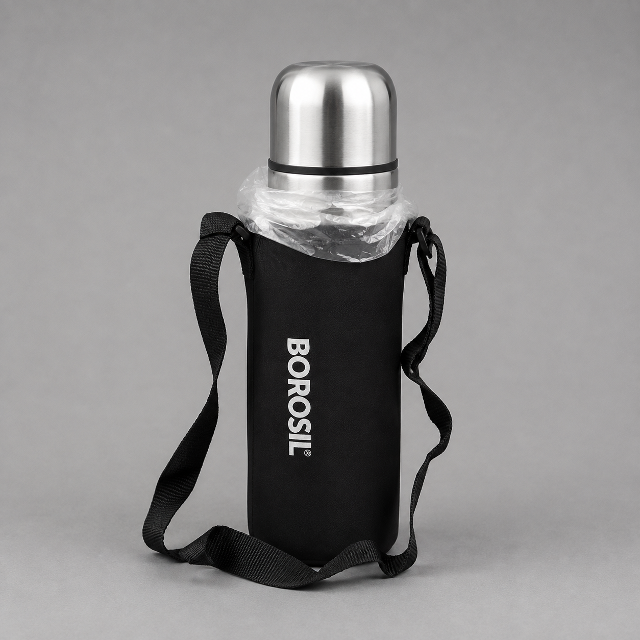 Borosil Hydra Thermo 1000 Black Vacuum Insulated Steel Flask 1 L | Double Wall Stainless Steel Thermos Bottle with Carrying Bag - Image 3